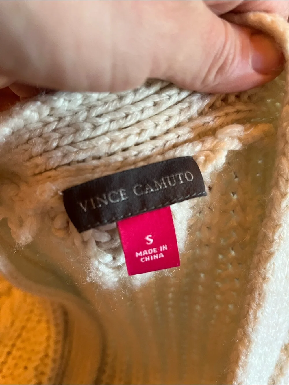 VINCE CAMUTO - Chunky Cream Fringe Open-Front Sweater Cardigan